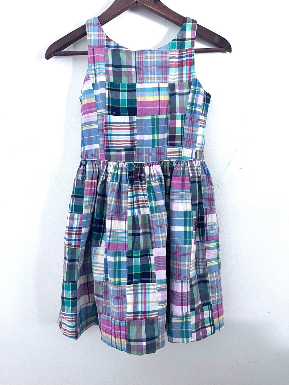 Polo Ralph Lauren Dress Girls Sleeveless Tank Patchwork Madras Dress Size 10